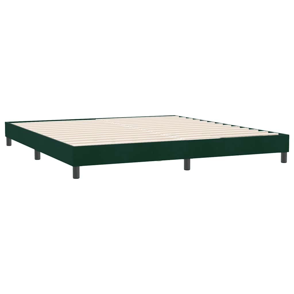 Cama com molas sem colchão 180x220 cm veludo verde-escuro