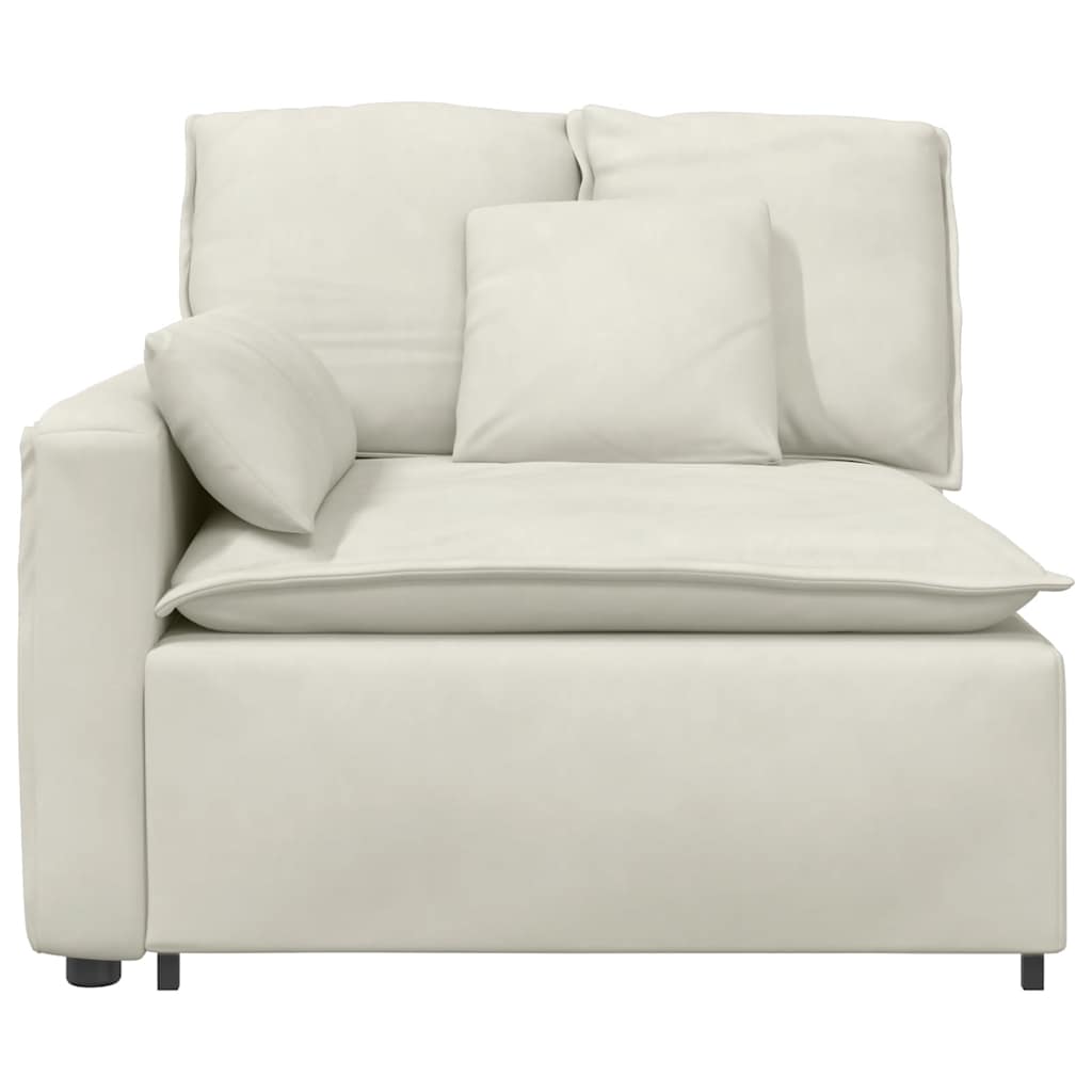 Módulo de extremidade de apoio de braço para sofá modular com almofadas, cor creme, 100 cm