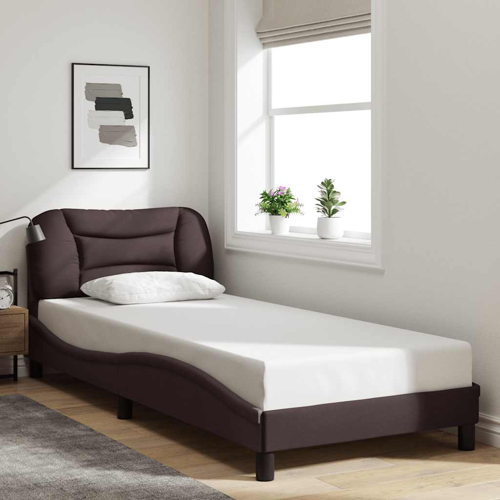 Estrutura de cama sem colchão hvar 90x200 cm tecido castanho-escuro