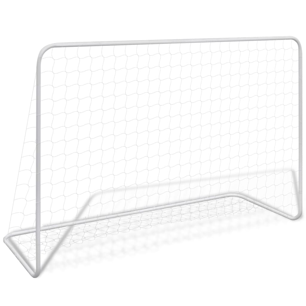 Balizas de futebol com redes 2 pcs aço 182x61x122 cm aço branco