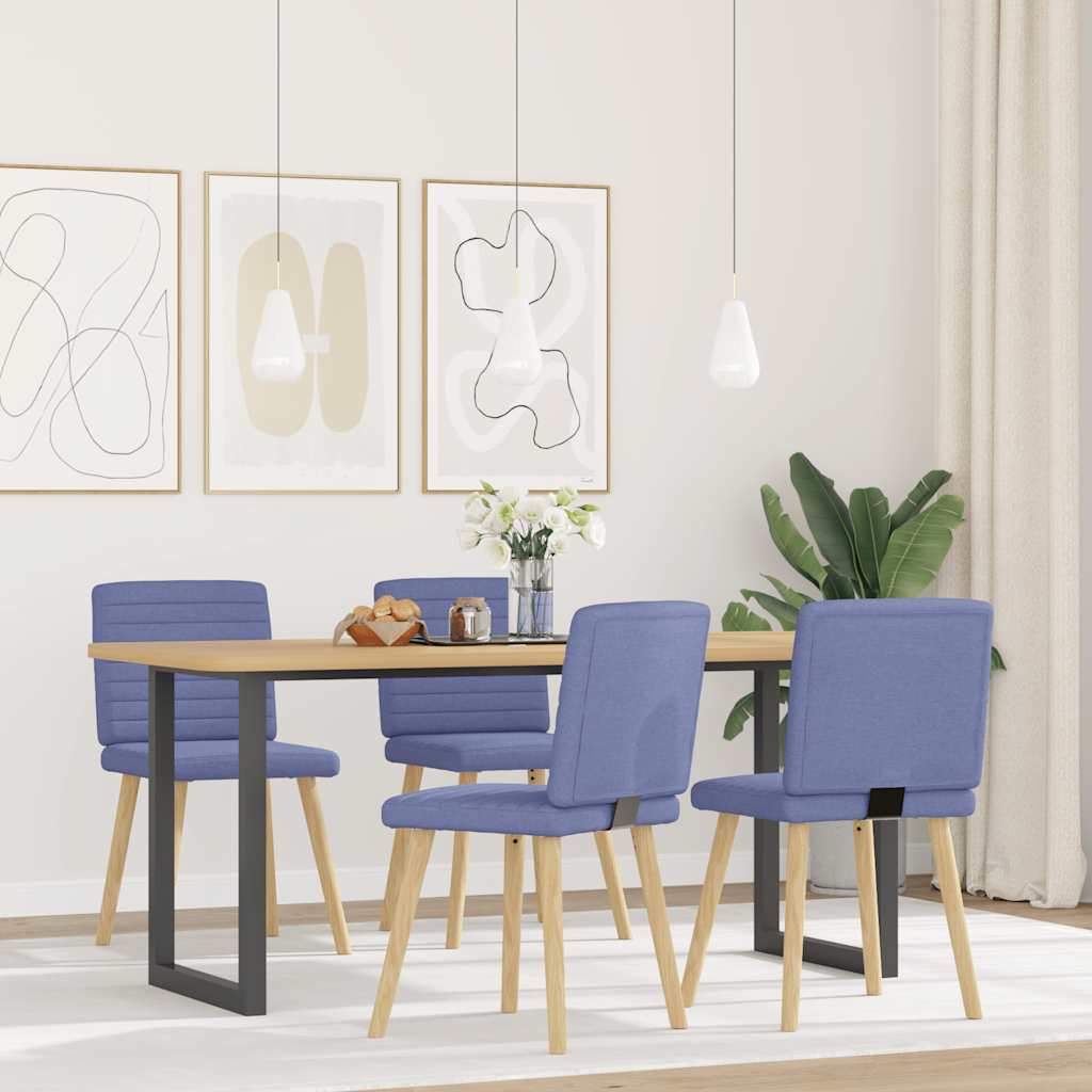 Cadeiras de jantar 4 pcs jeans tecido azul