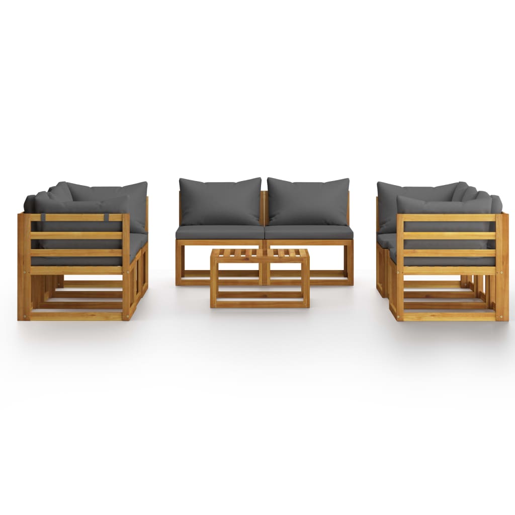 9 Pcs conjunto lounge de jardim com almofadões acácia maciça
