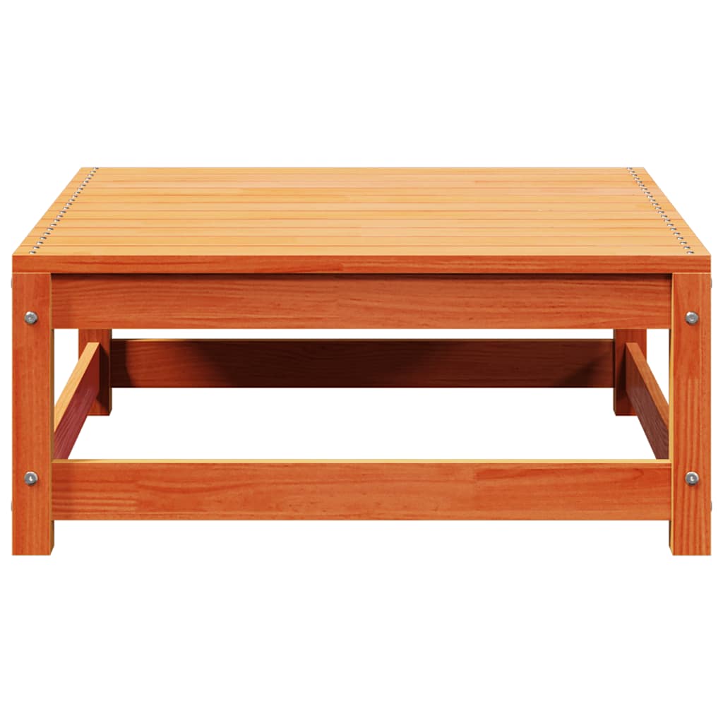 Apoio de pés p/ jardim 70x70x30 cm pinho maciço castanho cera