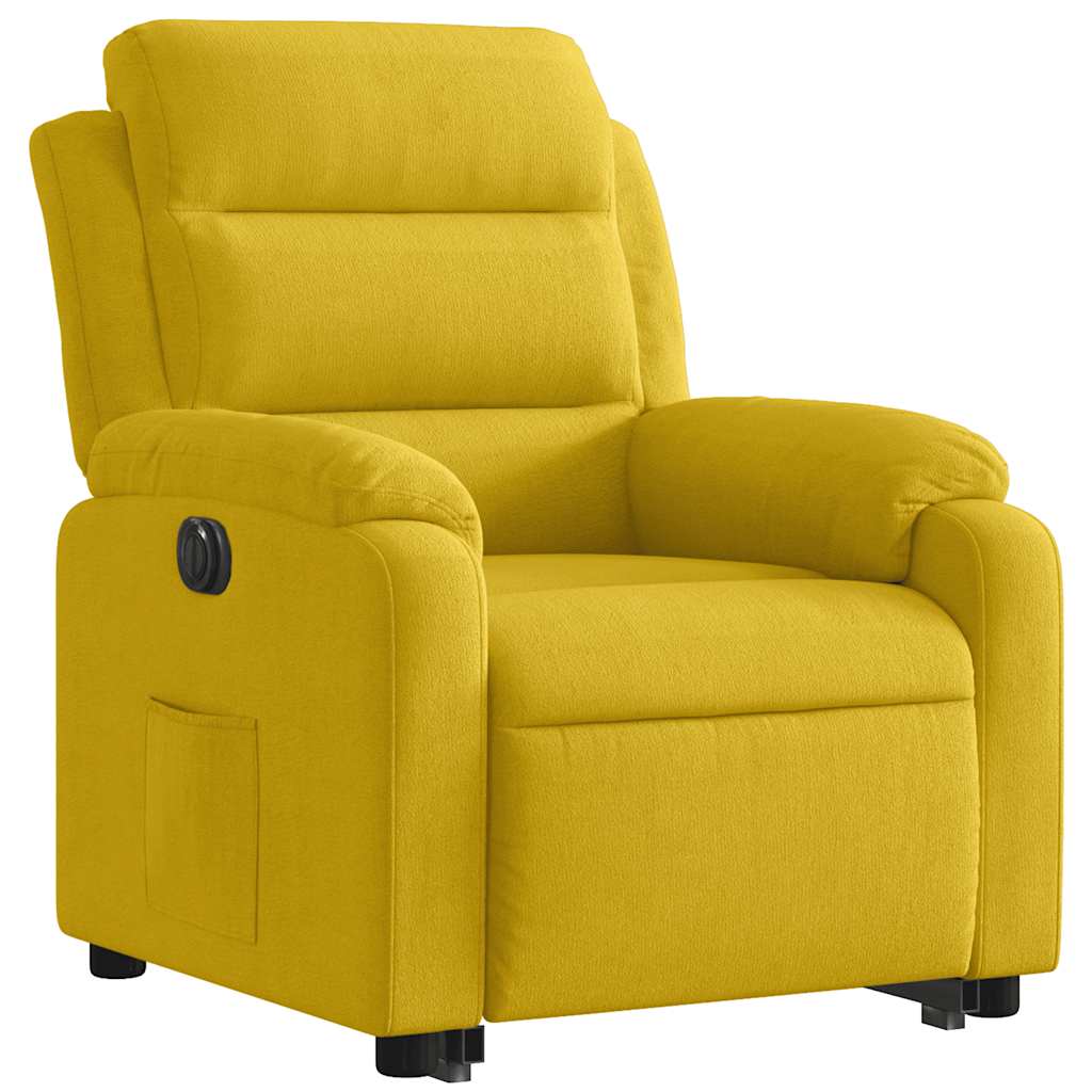 Poltrona reclinável elevatória elétrica veludo amarelo