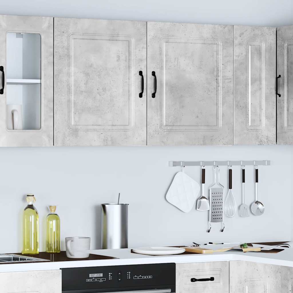 Armários de parede para cozinha, 2 peças kalmar, madeira engenheirada cinza concreto