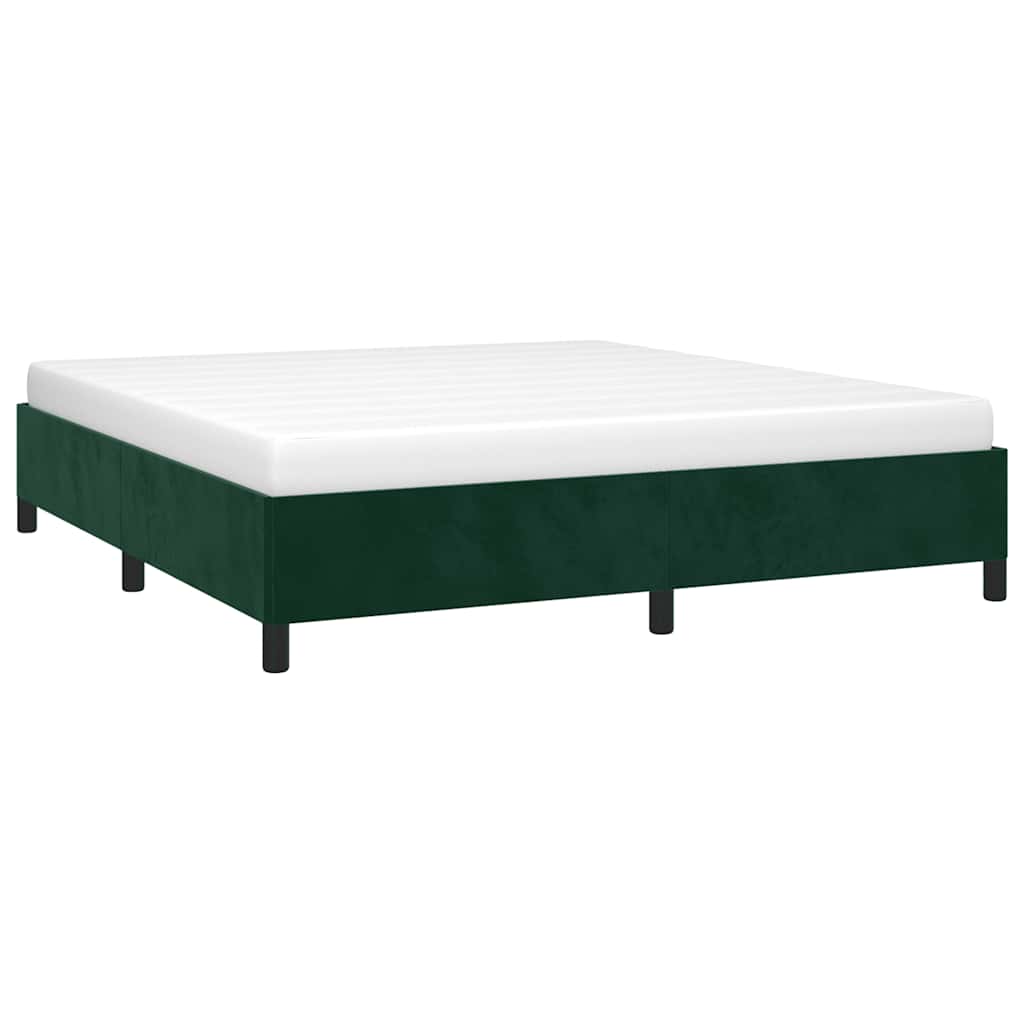 Estrutura de cama sem colchão 180x200 cm veludo verde-escuro