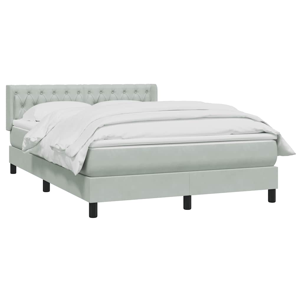Cama com molas/colchão 160x210 cm veludo cinzento-claro