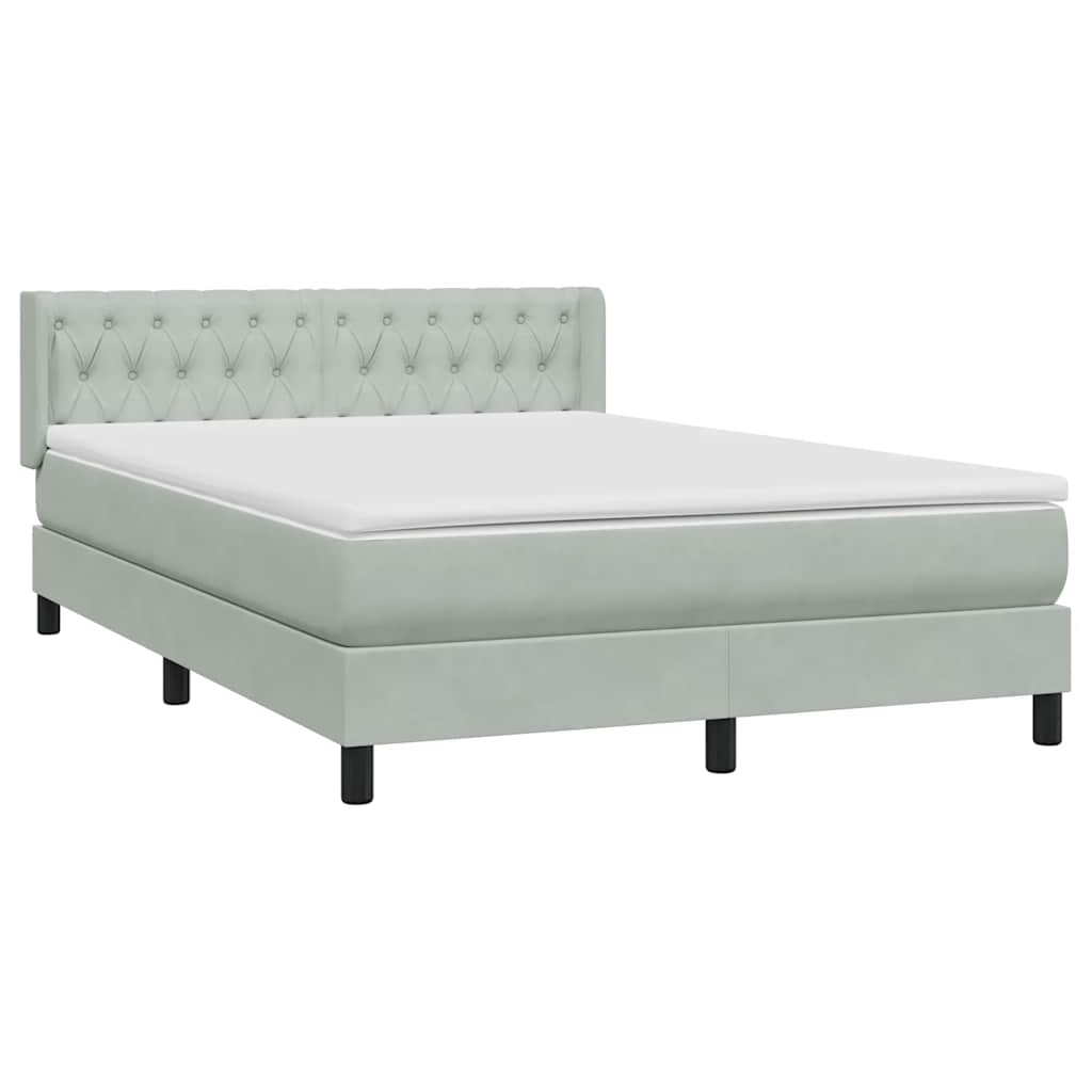 Cama com molas/colchão 160x210 cm veludo cinzento-claro