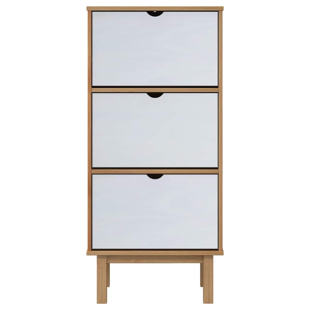 Sapateira otta c/ 3 gavetas pinho maciço castanho/branco