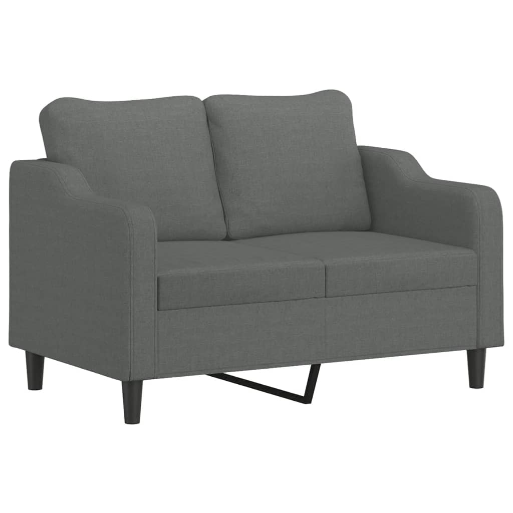 3 Pcs conjunto de sofás com almofadões tecido cinzento-escuro