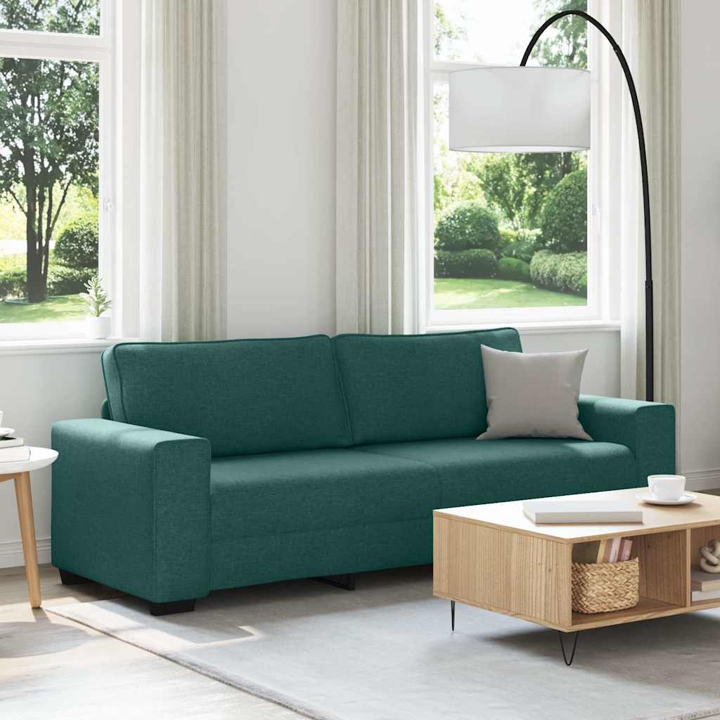 Sofá de 3 lugares 220x77x82 cm tecido verde-escuro