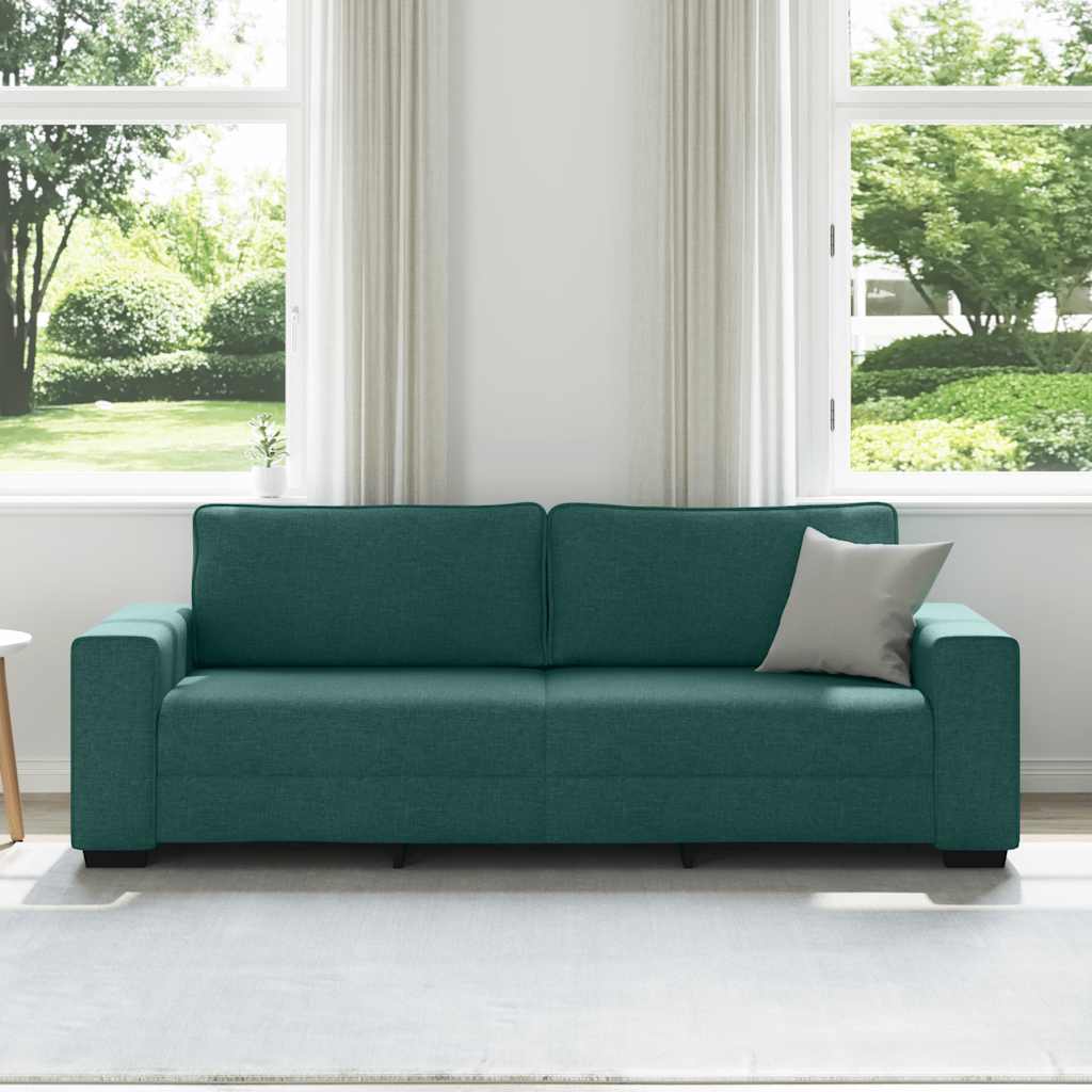 Sofá de 3 lugares 220x77x82 cm tecido verde-escuro