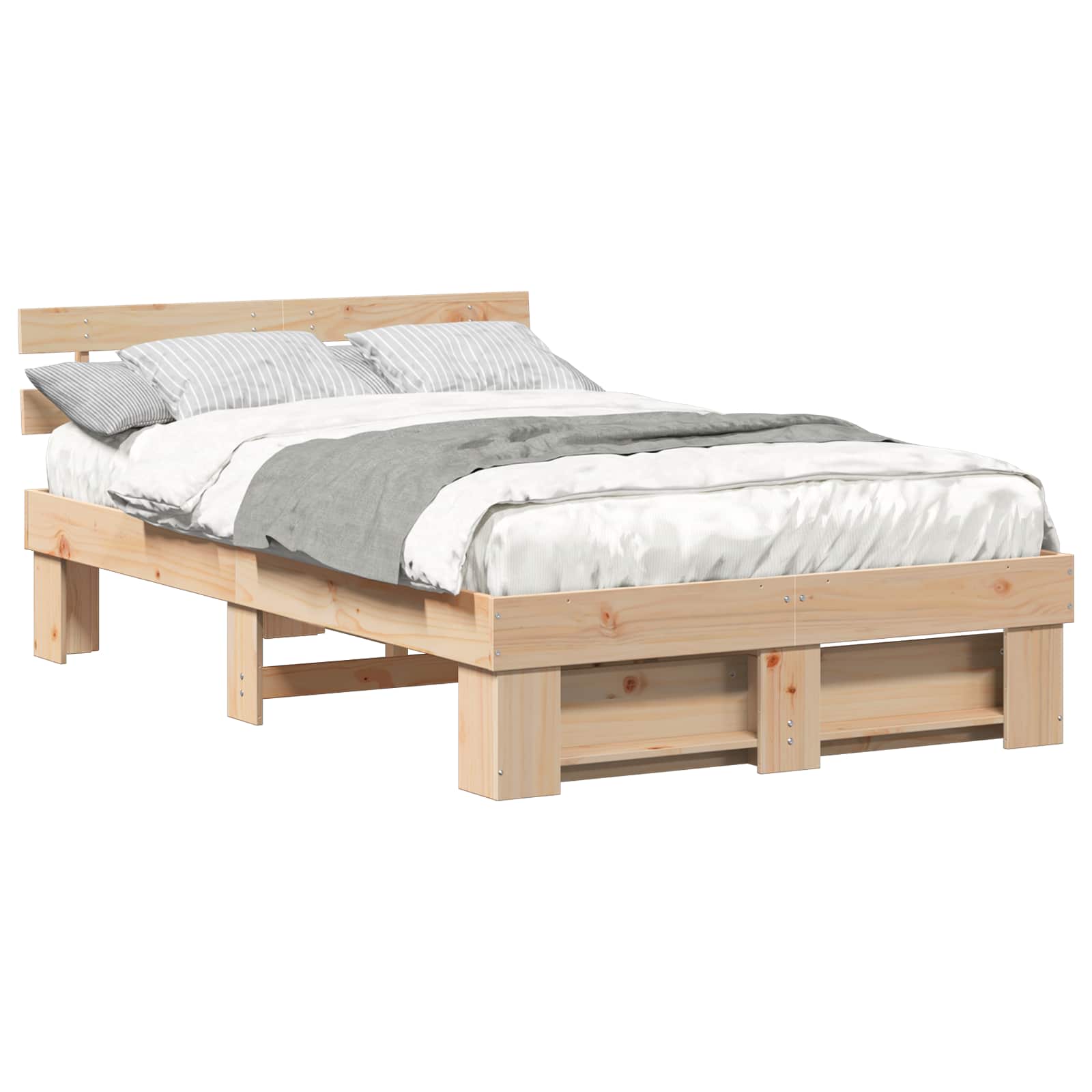 Estrutura da cama com cabeceira castanho 120 x 190 cm