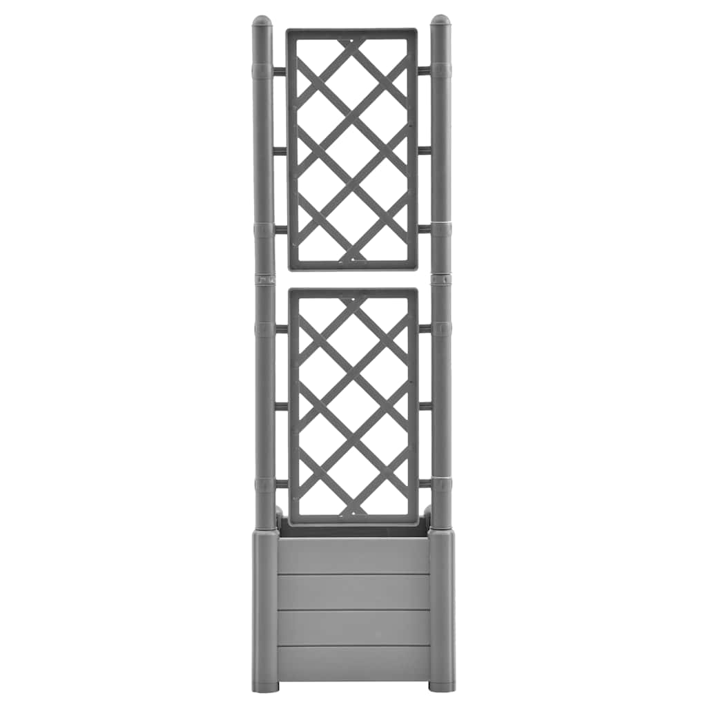 Vaso/floreira de jardim com treliça 43x43x142 cm PP cinza pedra