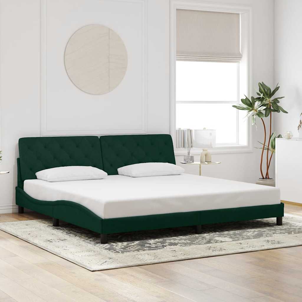 Estrutura de cama com LED sem colchão 200x200 cm veludo verde-escuro