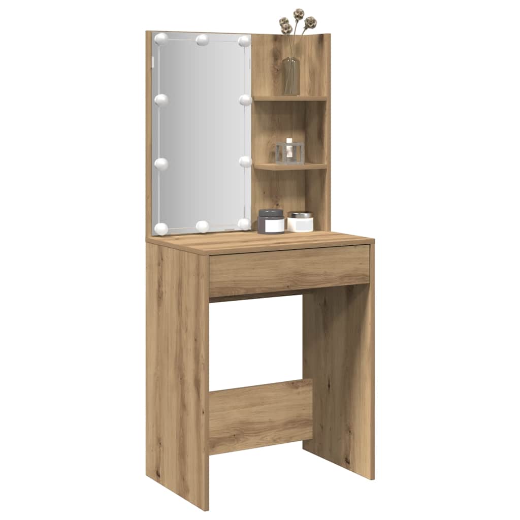 Toucador com luzes LED 60x40x140 cm cor carvalho artisiano