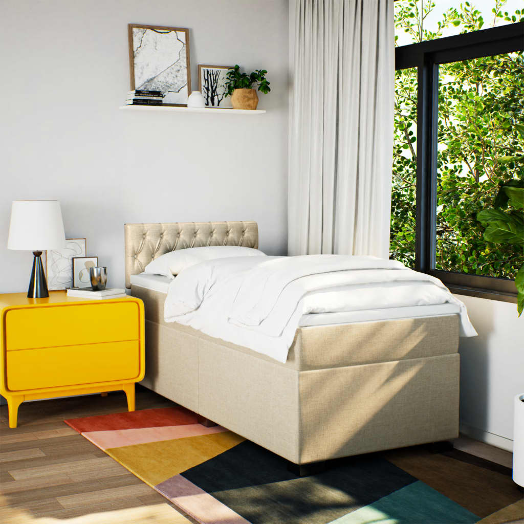 Cama com molas/colchão 90x190 cm tecido cor creme