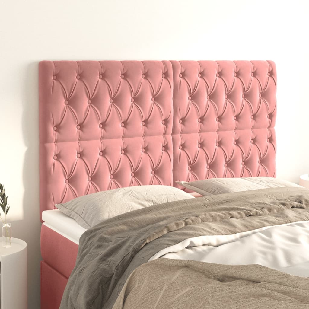 Cabeceira rosa 144x7x118/128 cm veludo
