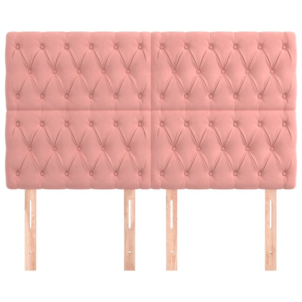 Cabeceira rosa 144x7x118/128 cm veludo