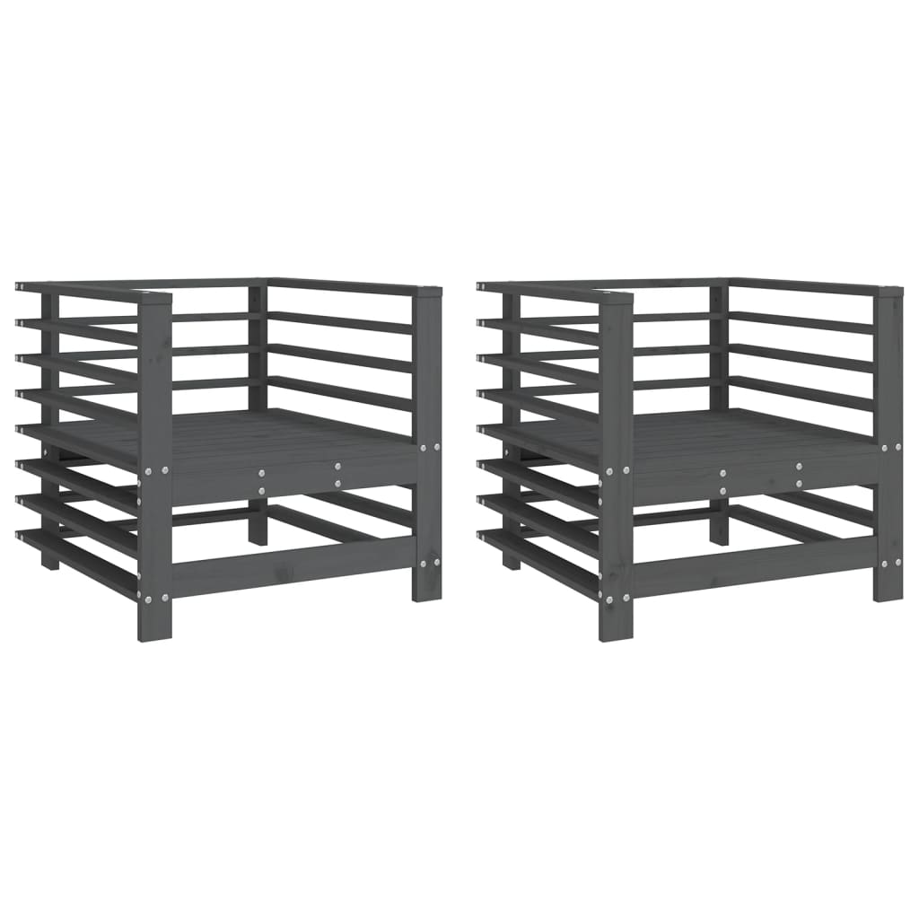 Cadeiras de jardim 2 pcs madeira de pinho maciça cinzento