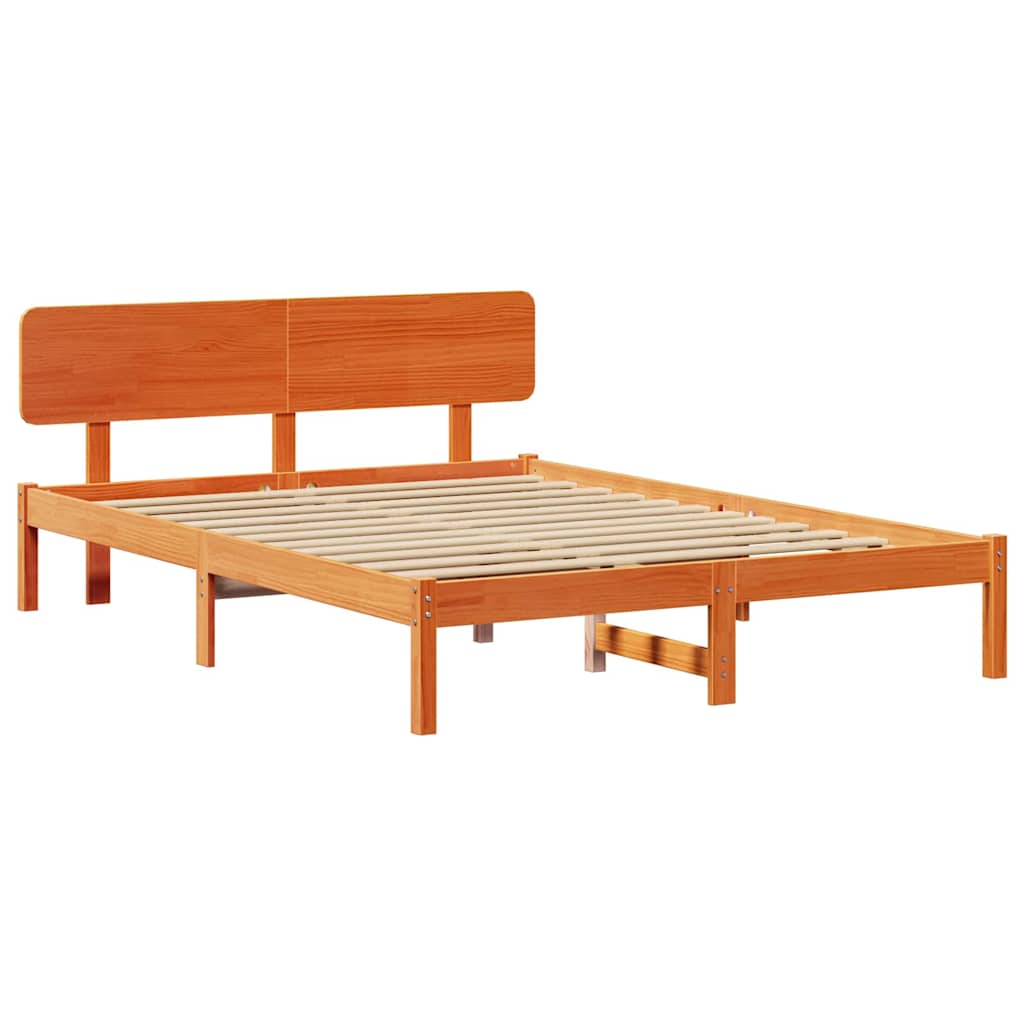 Estrutura da cama com cabeceira marrom cera 160 x 200 cm