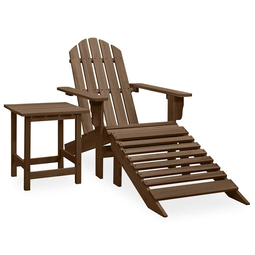 Cadeira de jardim adirondack c/ otomano e mesa abeto castanho