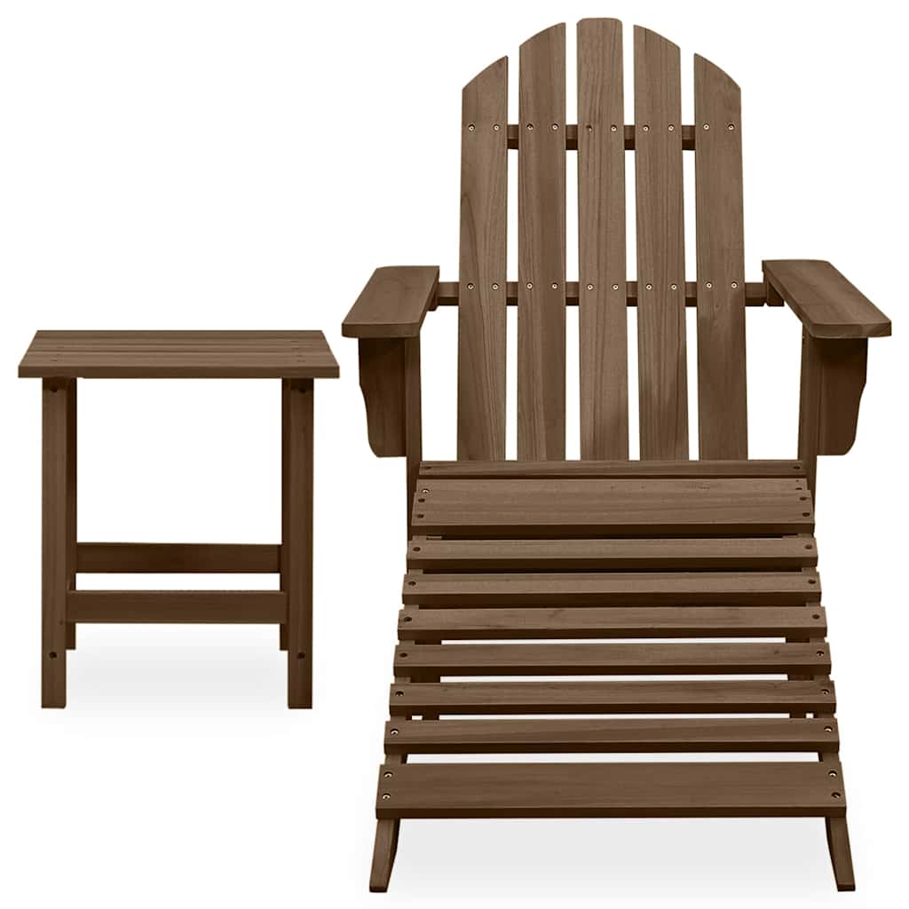 Cadeira de jardim adirondack c/ otomano e mesa abeto castanho