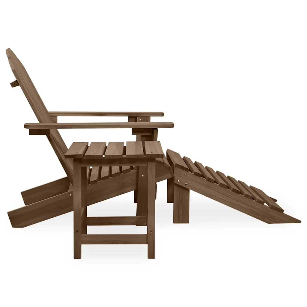 Cadeira de jardim adirondack c/ otomano e mesa abeto castanho