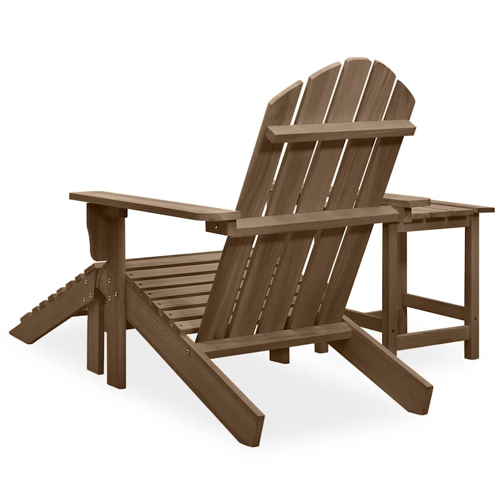 Cadeira de jardim adirondack c/ otomano e mesa abeto castanho