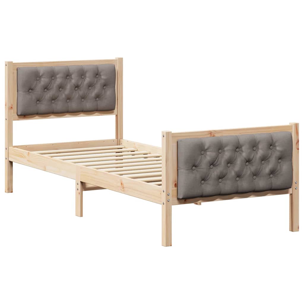 Estrutura da cama cinzento-acastanhado 75 x 190 cm