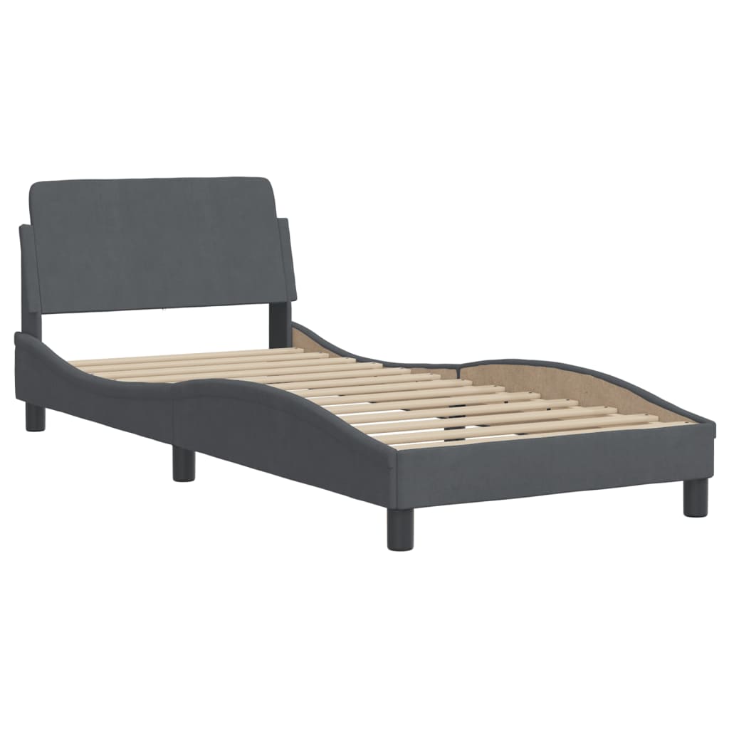 Cama com colchão dover 80x200 cm veludo cinzento-escuro