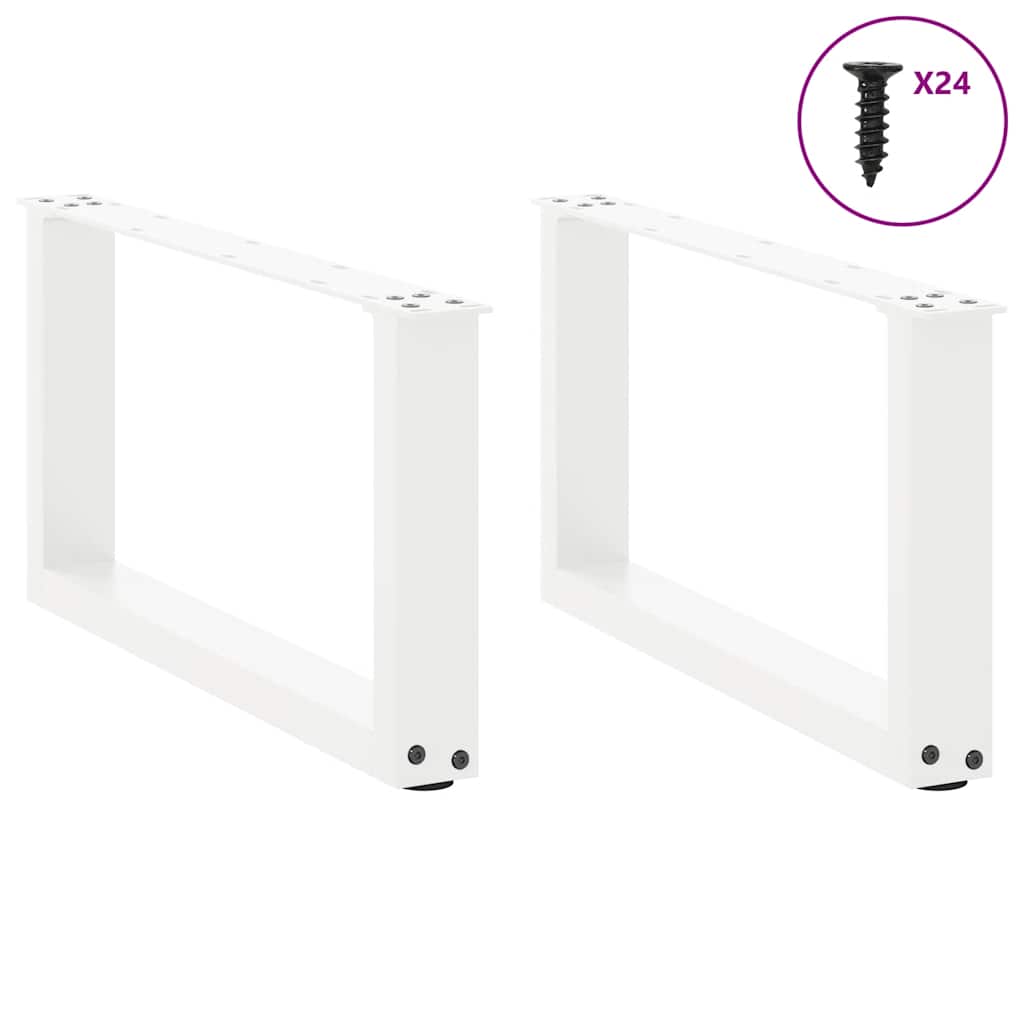 Pés para mesa de centro em formato de u, 2 peças, branco, 60x(30-31) cm, aço