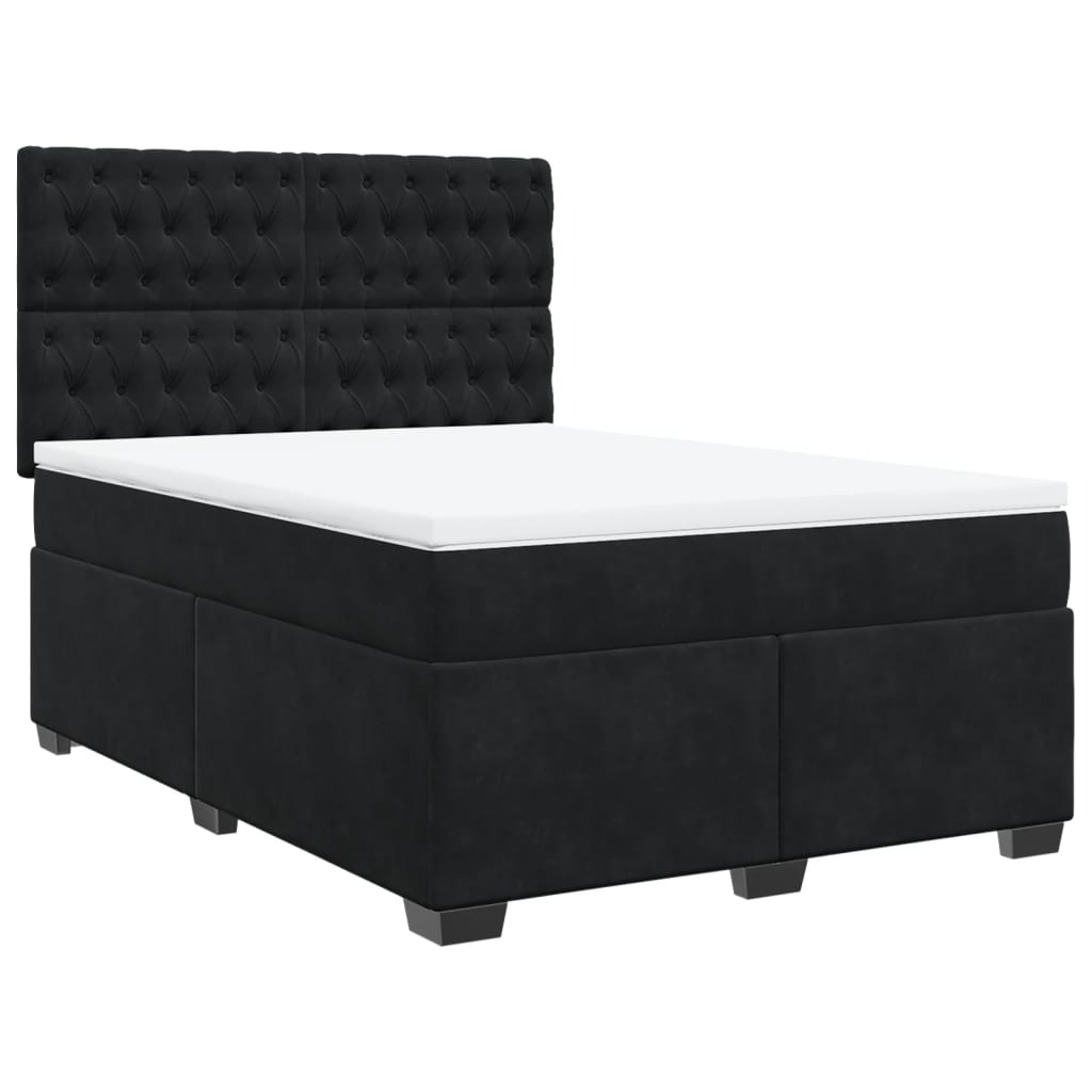 Cama com molas/colchão 160x200 cm veludo preto