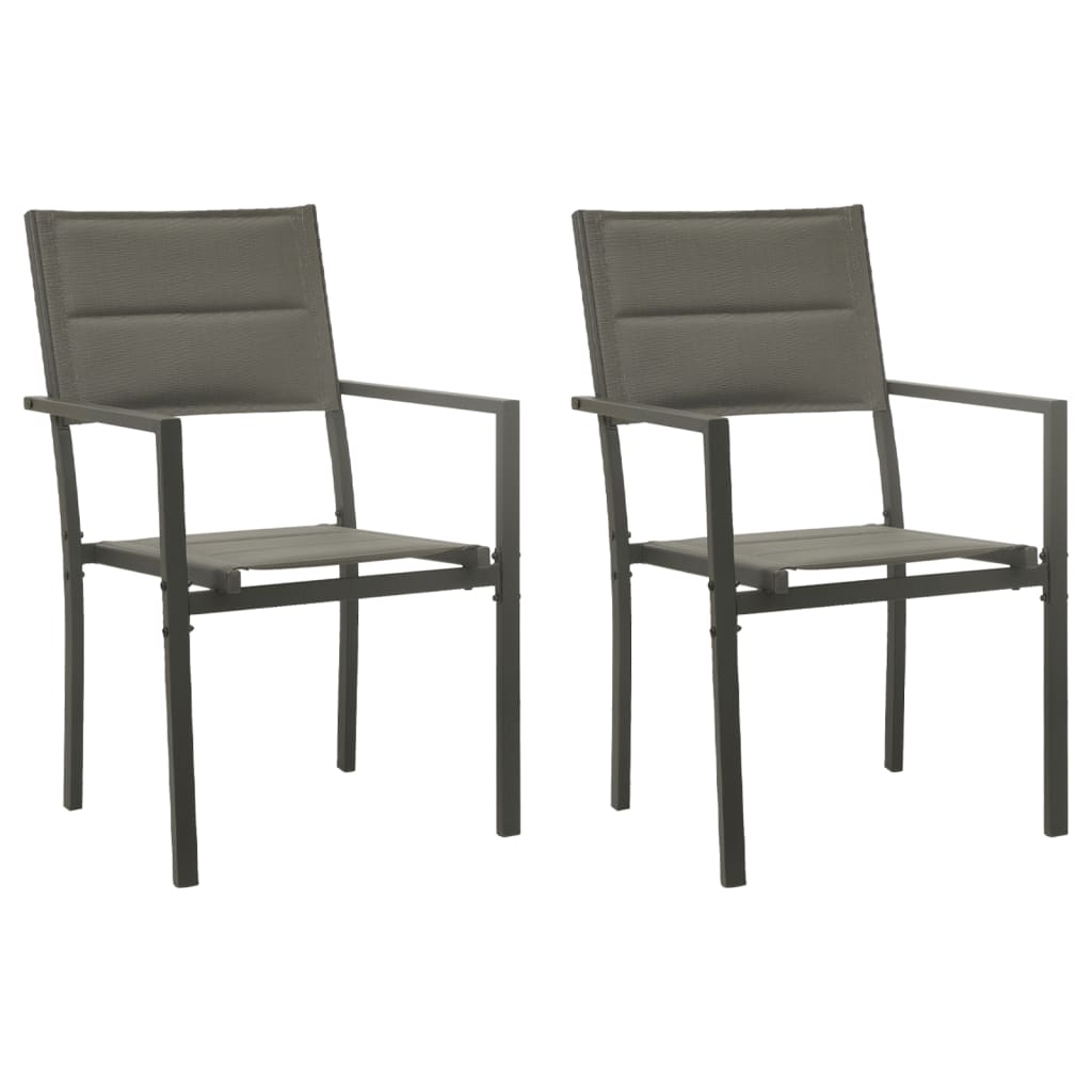 3 Pcs conjunto de jantar para jardim aço e textilene preto