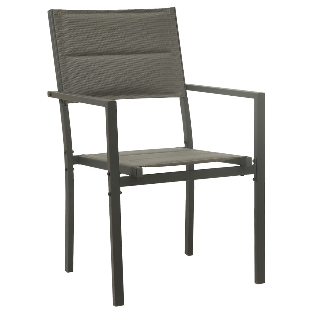 3 Pcs conjunto de jantar para jardim aço e textilene preto