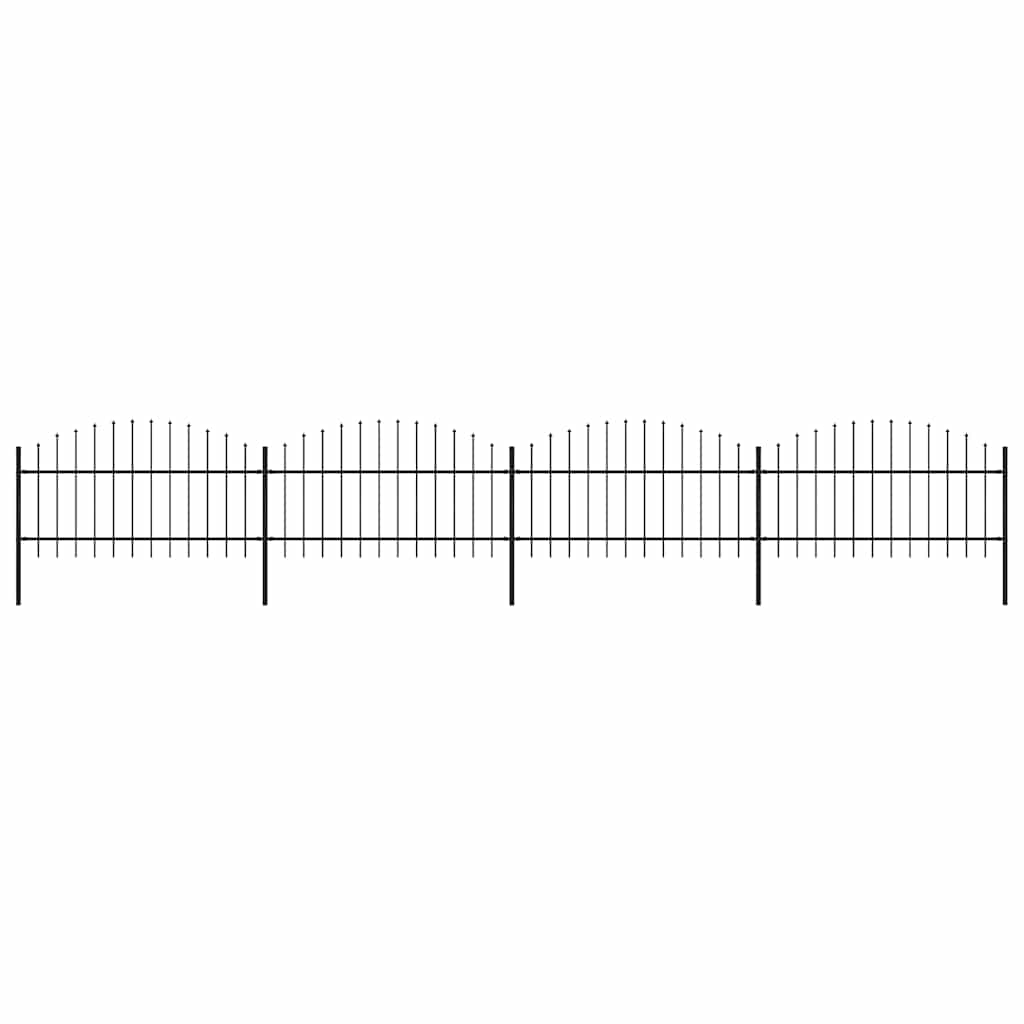 Cerca de jardim com topo em forma de lança em aço 671x125 cm, preta