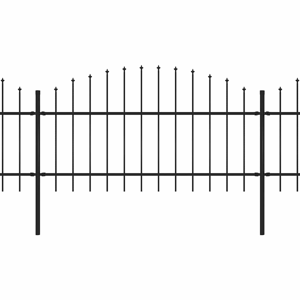 Cerca de jardim com topo em forma de lança em aço 671x125 cm, preta