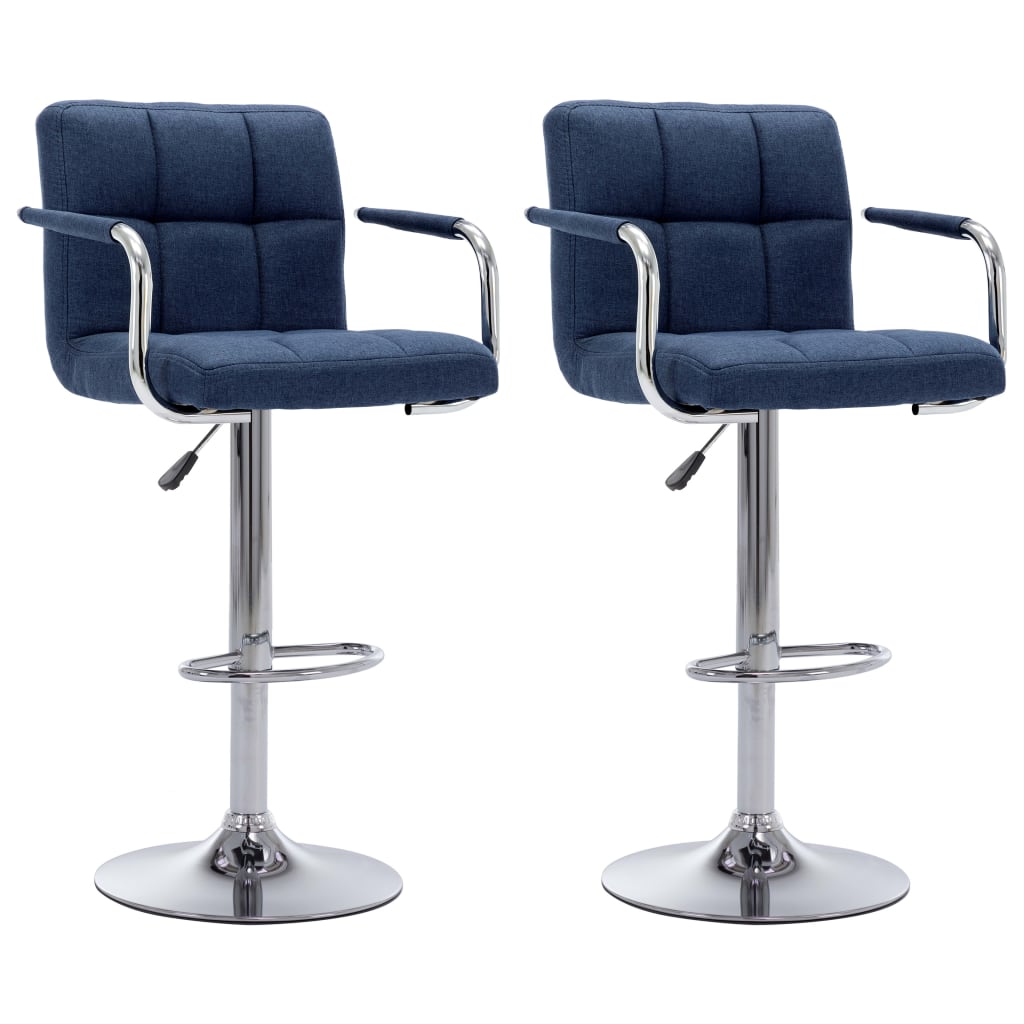 Cadeiras de bar 2 pcs tecido azul