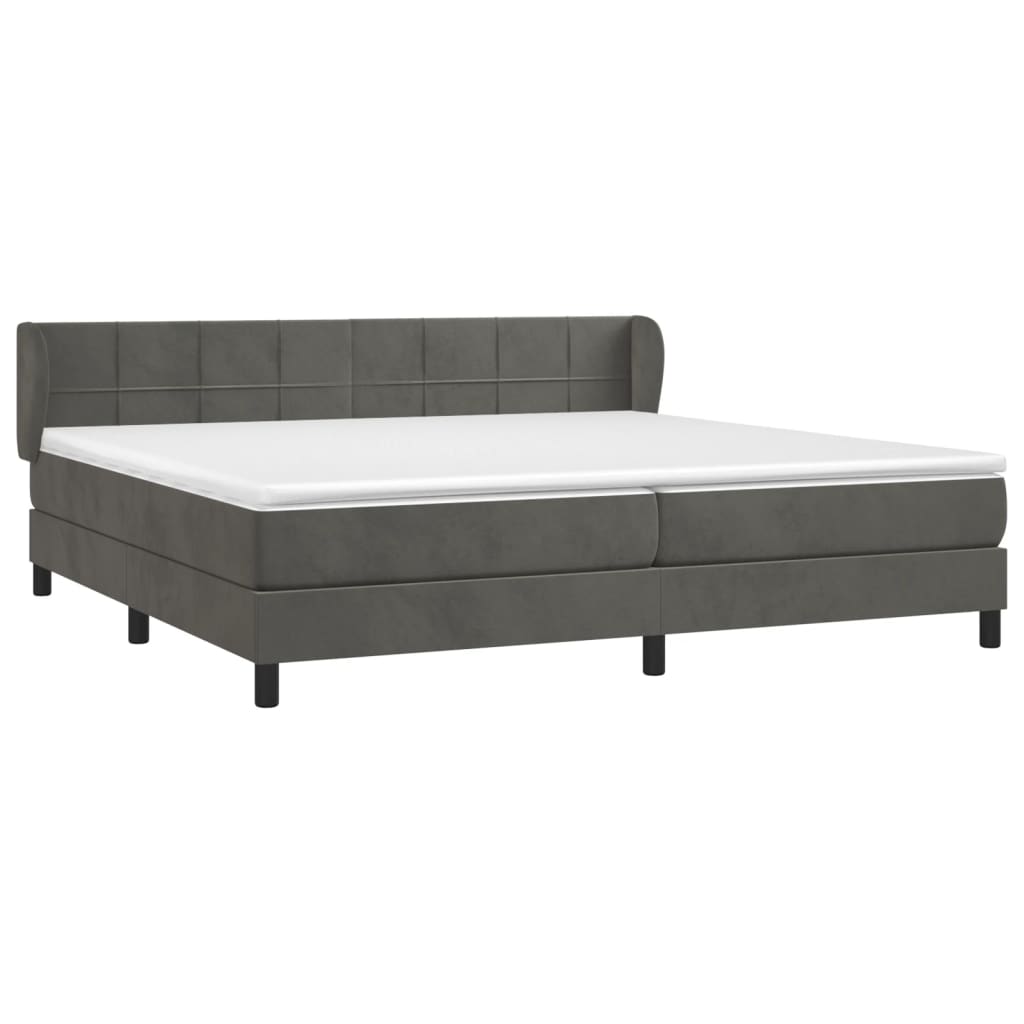Cama com molas/colchão 200x200 cm veludo cinzento-escuro