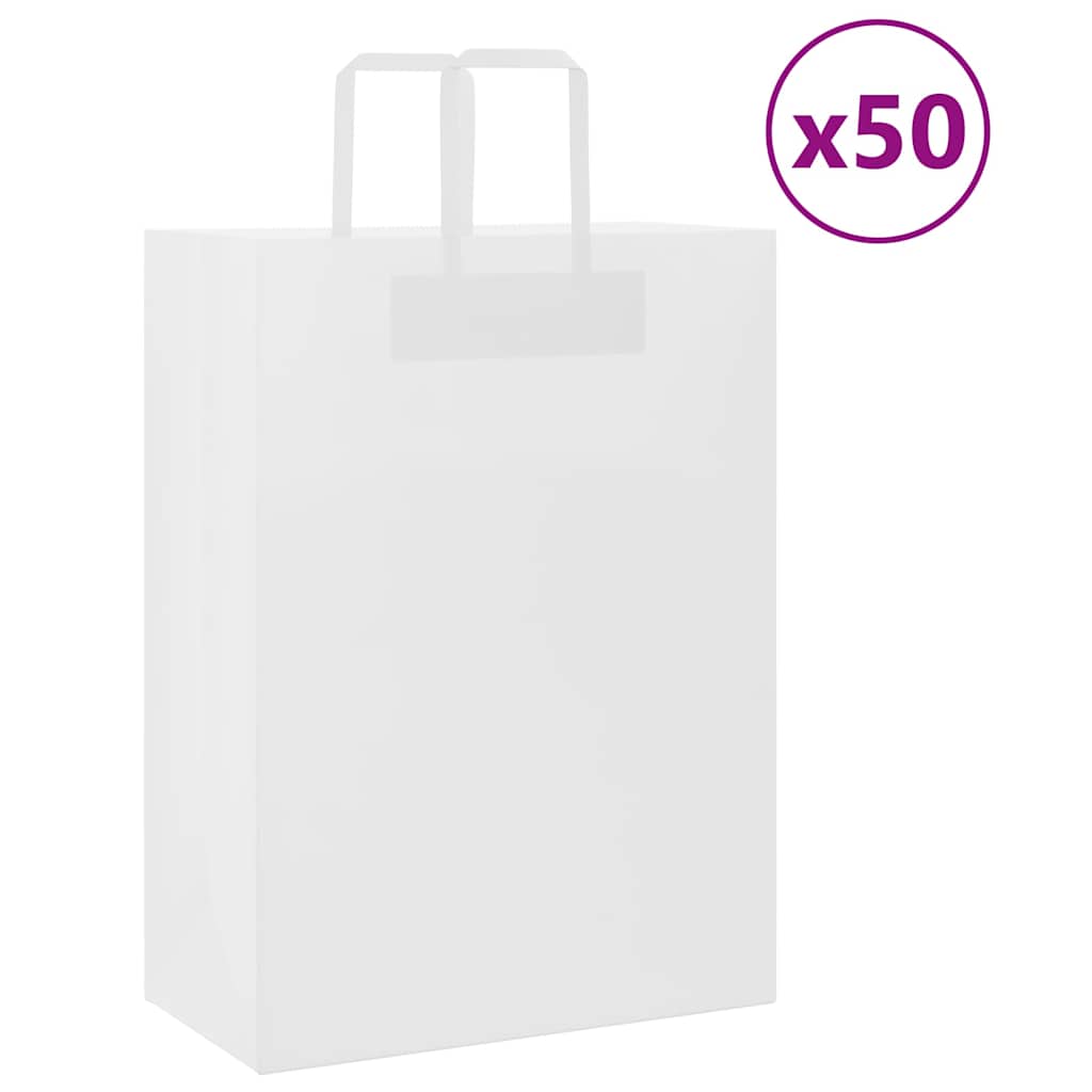 Sacos de papel 50 unid com alças branco 32x17x44 cm