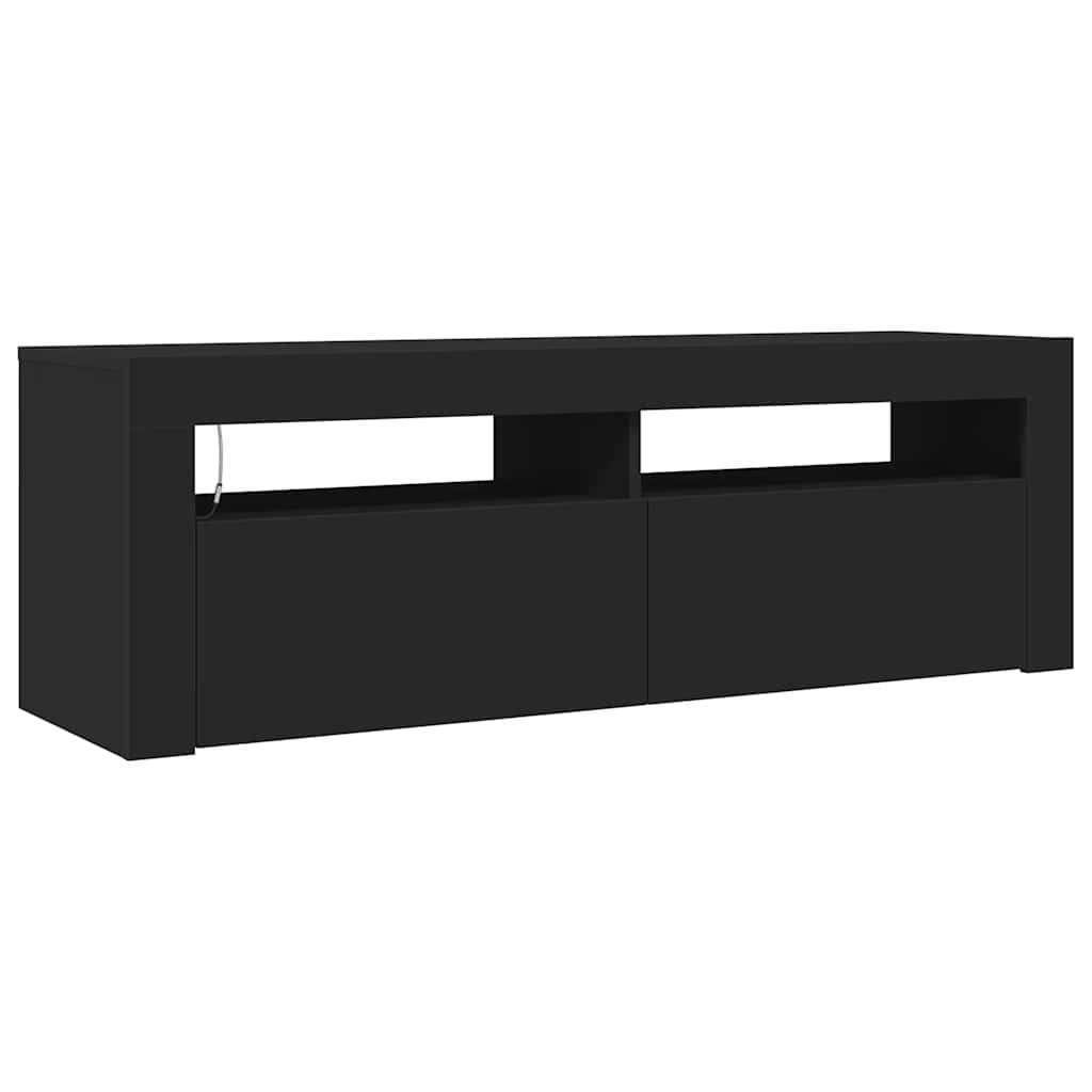 Móvel de TV com luzes LED 120x35x40 cm preto
