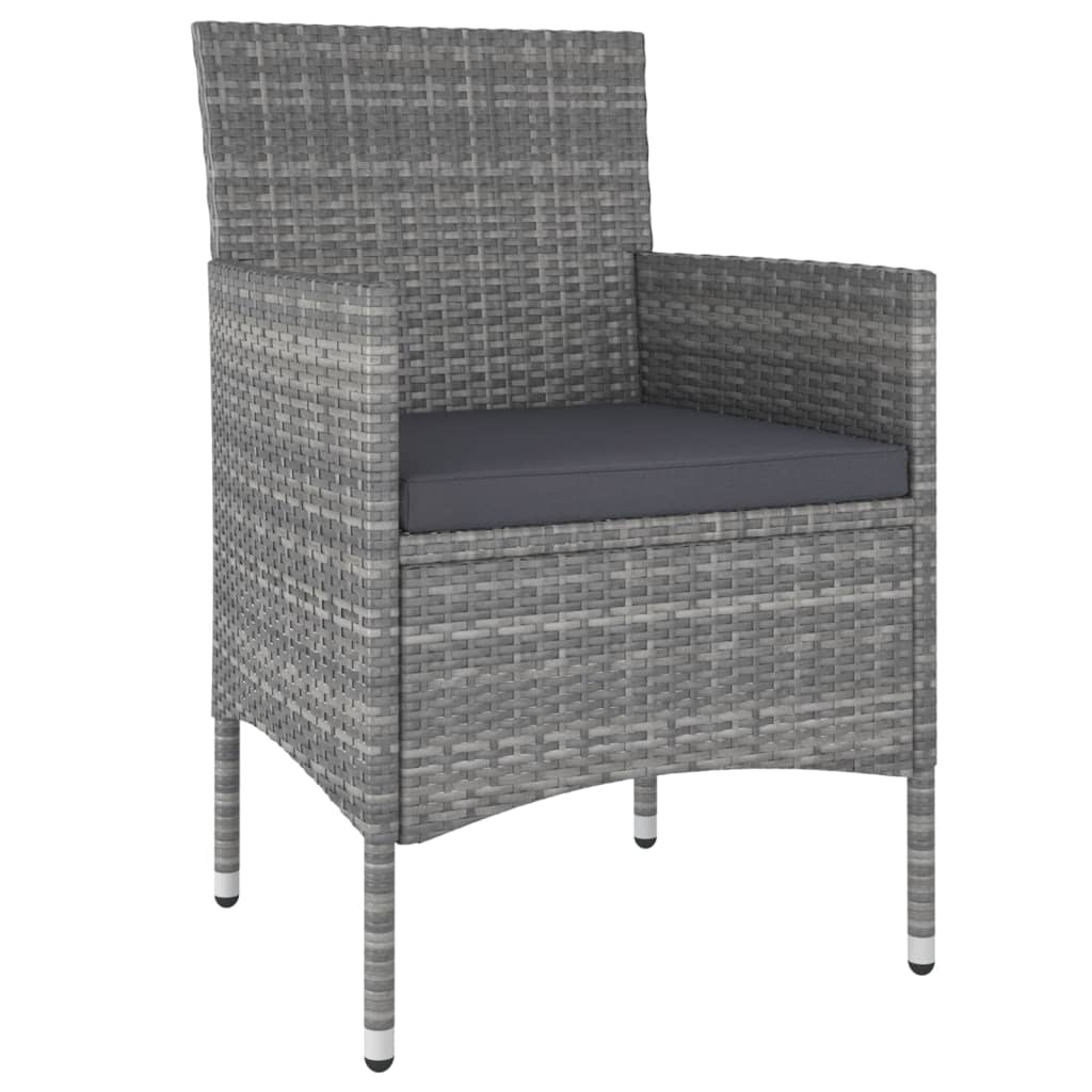 5 Pcs conjunto lounge para jardim vime PE cinzento