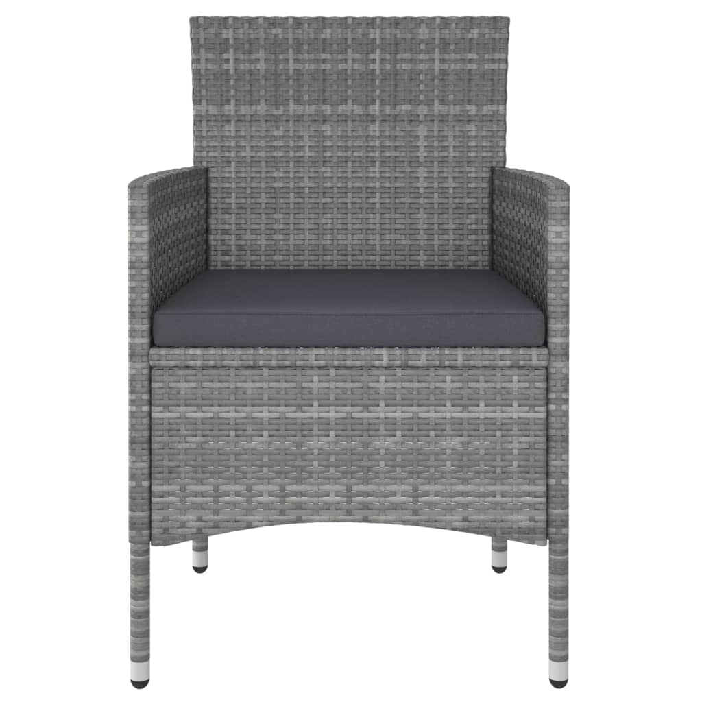 5 Pcs conjunto lounge para jardim vime PE cinzento