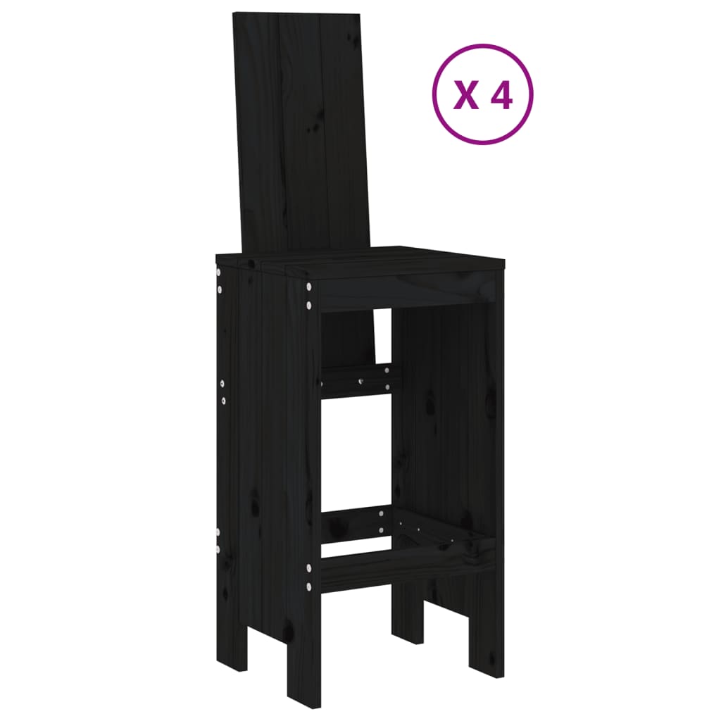 5 Pcs conjunto de bar para jardim pinho maciço preto