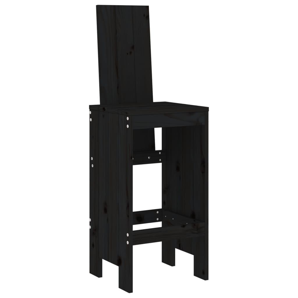 5 Pcs conjunto de bar para jardim pinho maciço preto