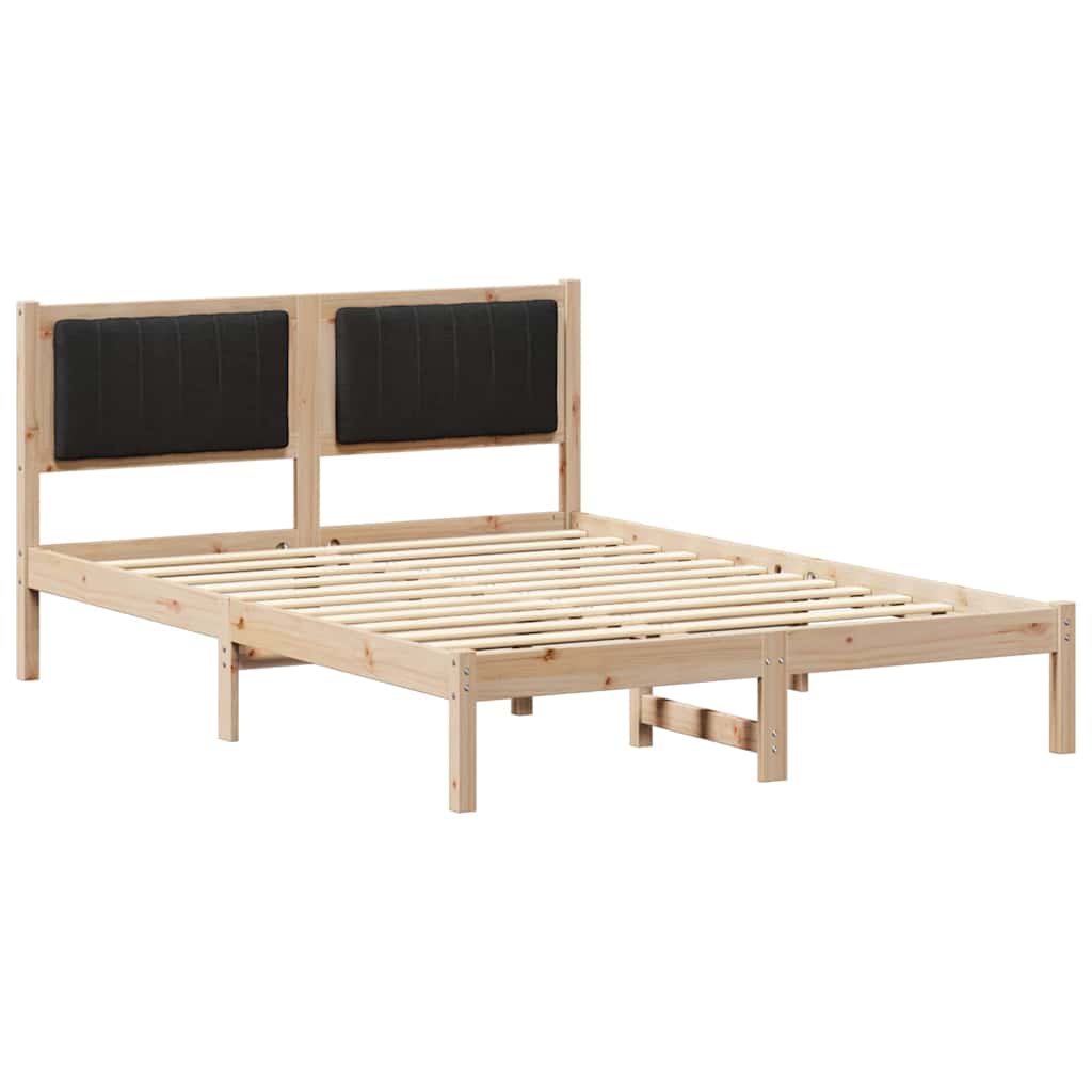 Estrutura de cama com cabeceira estofada preto 140 x 200 cm