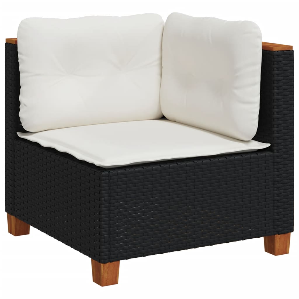 5 Pcs conjunto sofás de jardim com almofadões vime PE preto
