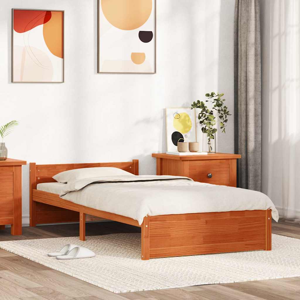 Estrutura da cama marrom cera 205.5 x 95.5 x 51 cm