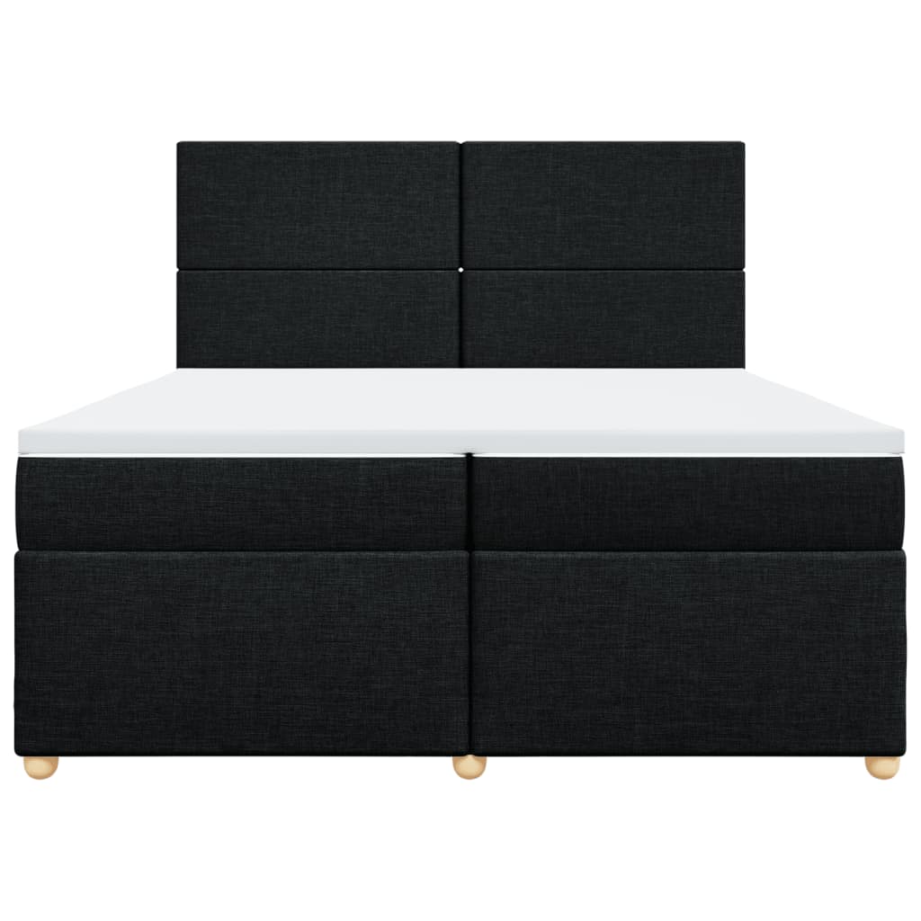 Cama com molas/colchão 200x200 cm tecido preto