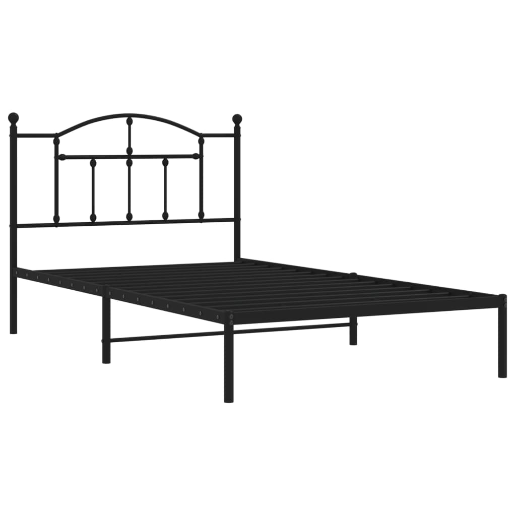 Estrutura de cama com cabeceira 107x203 cm metal preto